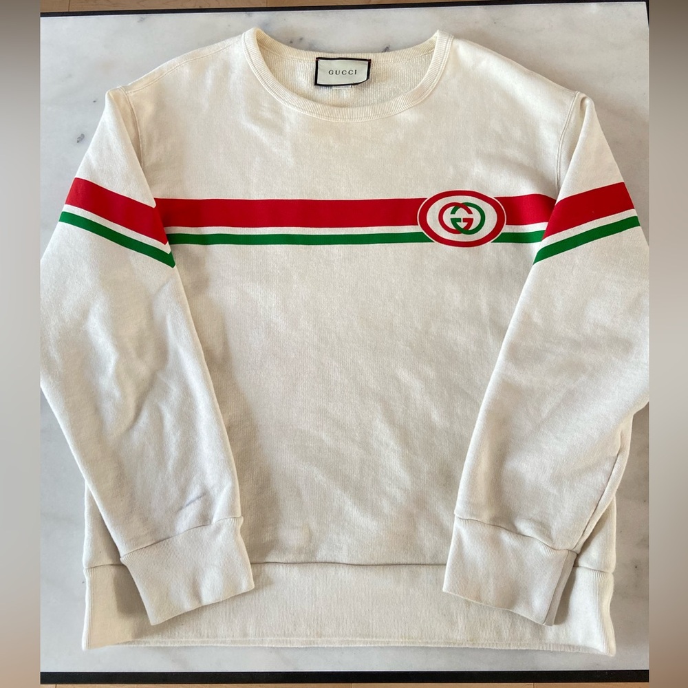 Gucci Ivory Crewneck with Red and Green Accents